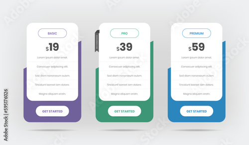 Pricing table ui for web with abstract shape