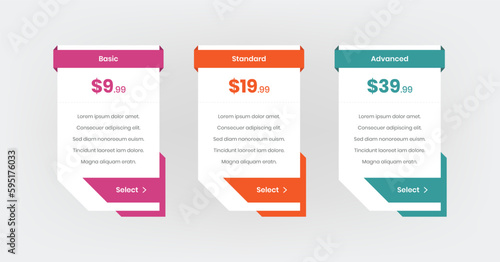 Minimal subscription plan list comparison price table ui template