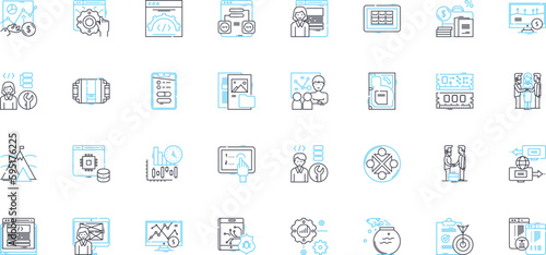 Social app linear icons set. Communication, Nerking, Friends, Chatting, Groups, Profile, Likes line vector and concept signs. Comments,Followers,Sharing outline illustrations