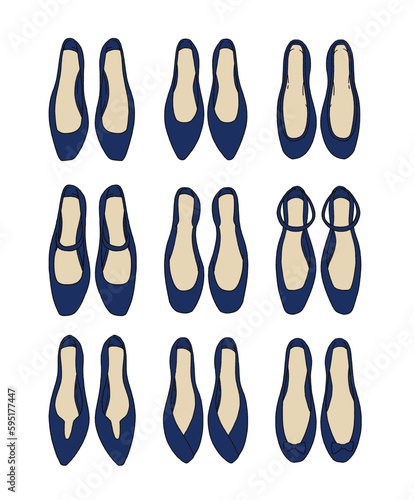 ネイビーのパンプスのイラストセット