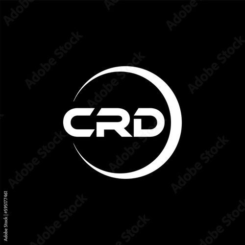 CRD letter logo design with black background in illustrator, cube logo, vector logo, modern alphabet font overlap style. calligraphy designs for logo, Poster, Invitation, etc.