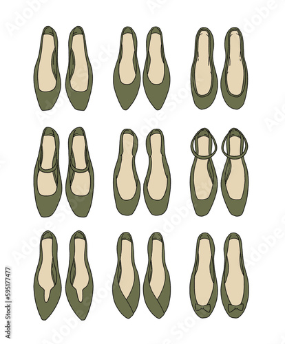 カーキのパンプスのイラストセット