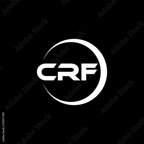 CRF letter logo design with black background in illustrator, cube logo, vector logo, modern alphabet font overlap style. calligraphy designs for logo, Poster, Invitation, etc.