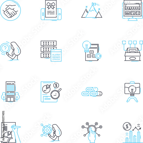 Internet posts linear icons set. Social, Blog, Article, Discussion, Thread, Share, Tweet line vector and concept signs. Update,Post,Status outline illustrations