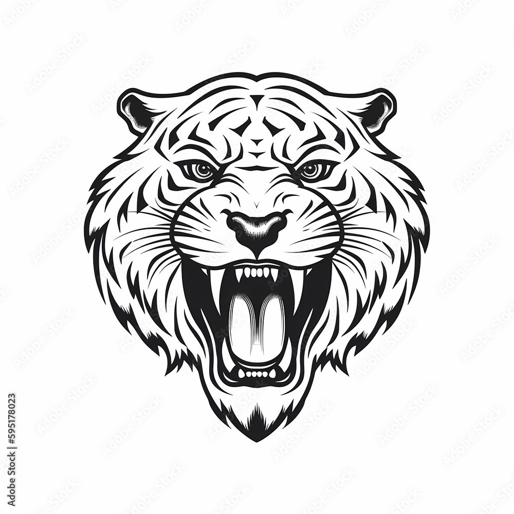 Tiger Head Symbol. Generative AI