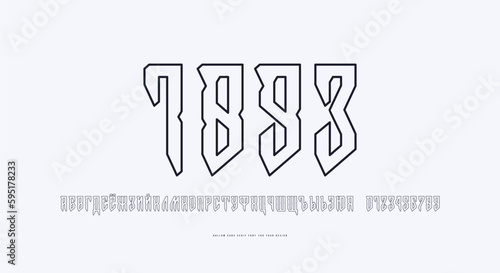 Hollow cyrillic sans serif font in viking style
