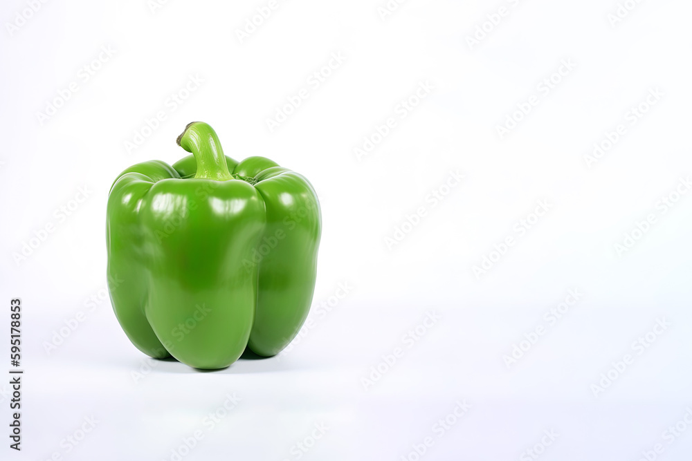 green bell pepper isolated on white background with copy space. Created with Generative AI Technology