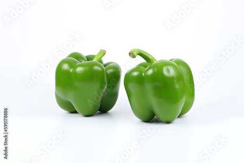 a group of green bell pepper isolated on white background. Created with Generative AI Technology