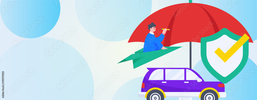 Fototapeta premium Buy insurance for car flat character vector concept operation hand drawn illustration 