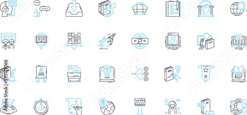 Investigation notion linear icons set. Suspicious, Evidence, Clues, Detectives, Interrogation, Crime, Motive line vector and concept signs. Hunch,Inspect,Analyze outline illustrations