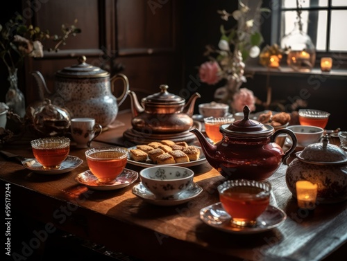 A cozy and inviting tea party scene unfolds on a table © Suplim