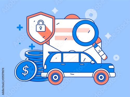 Buy insurance for car flat character vector concept operation hand drawn illustration
