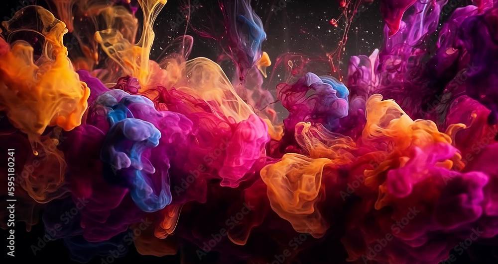 Fototapeta premium Moment of explosion. Colors of ink liquid. Fluid color dynamic.