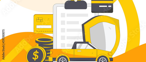 Buy insurance for car flat character vector concept operation hand drawn illustration
