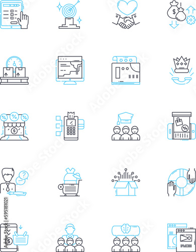 Innovative design linear icons set. Futuristic, Progressive, Avant-garde, Inventive, Inventive, Visionary, Modern line vector and concept signs. Creative,Transformational,Experimental outline
