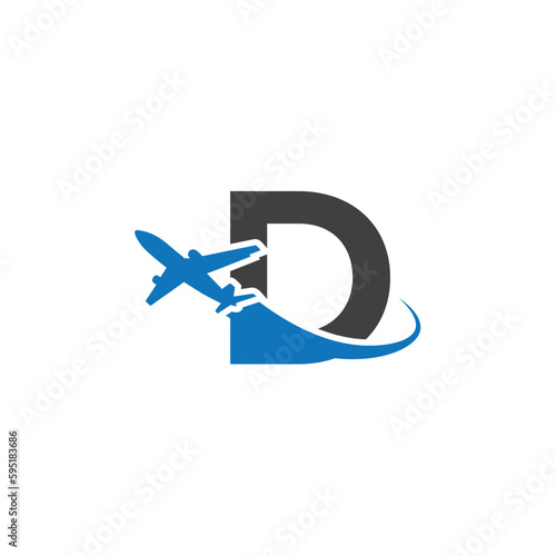 D letter logo with left airplane	