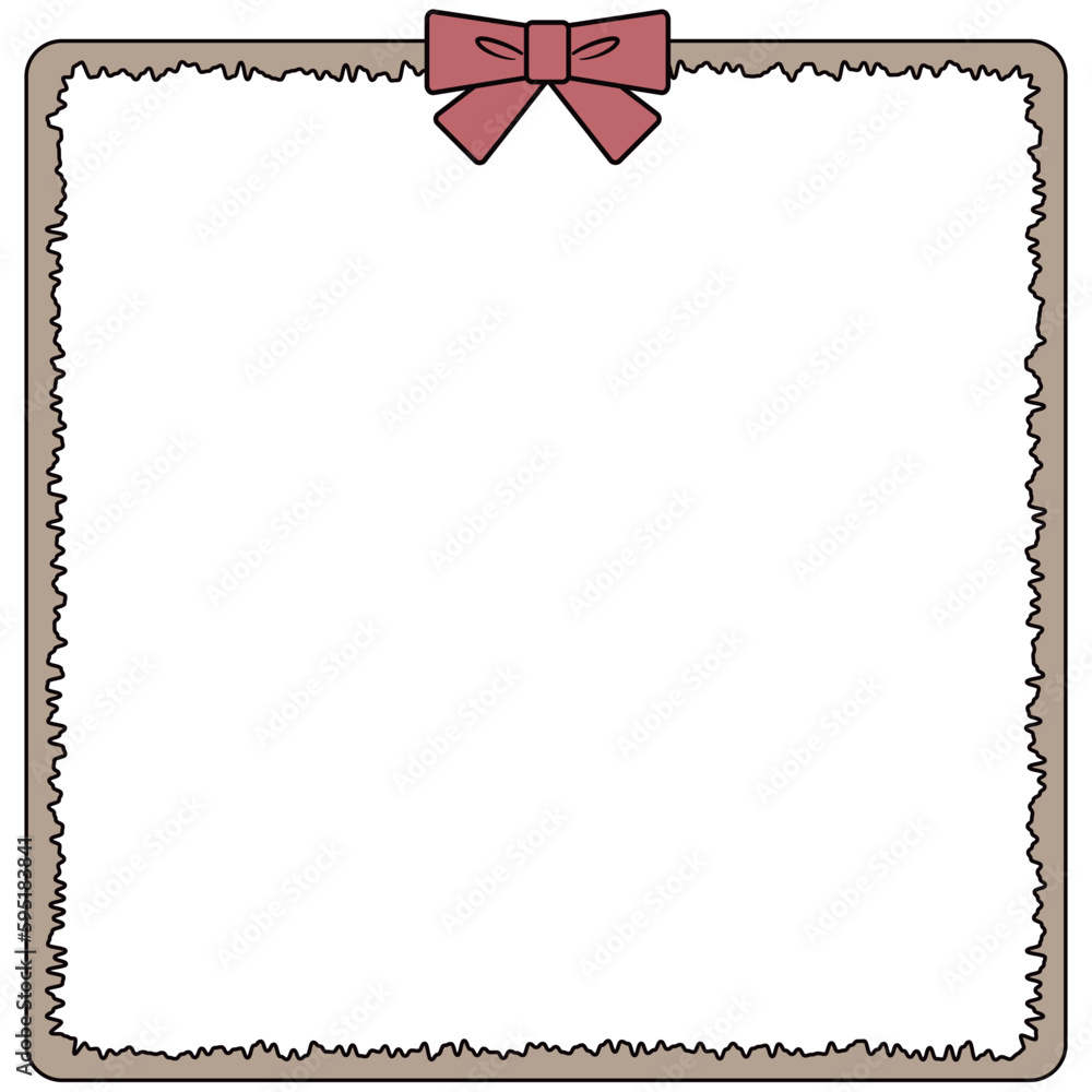 Fototapeta premium 赤いリボンと茶色のフレーム