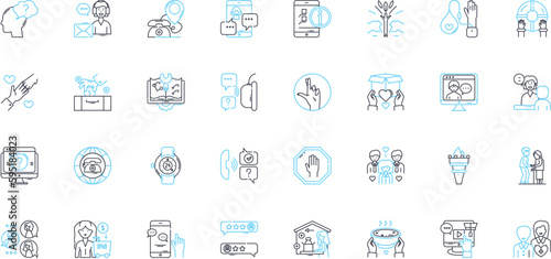 Personal Growth linear icons set. Discovery, Transformation, Courage, Empowerment, Self-awareness, Mindfulness, Accountability line vector and concept signs. Gratitude,Reflection,Resilience outline
