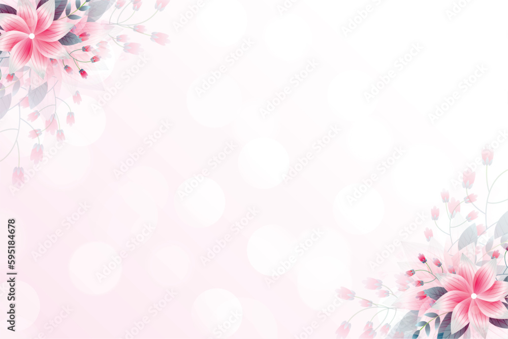 Fototapeta premium elegant rose pink wallpaper with flowers and bokeh effect