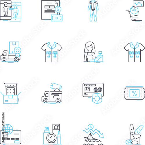 Wardrobe updates linear icons set. Refresh, Upgrade, Revamp, Renew, Rejuvenate, Modernize, Adjust line vector and concept signs. Change,Transform,Modify outline illustrations