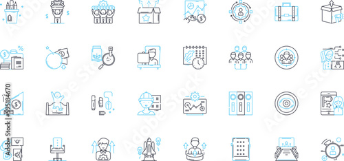 Administrative committee linear icons set. Governance, Management, Leadership, Decision-making, Authority, Coordination, Administration line vector and concept signs. Oversight,Policy-making