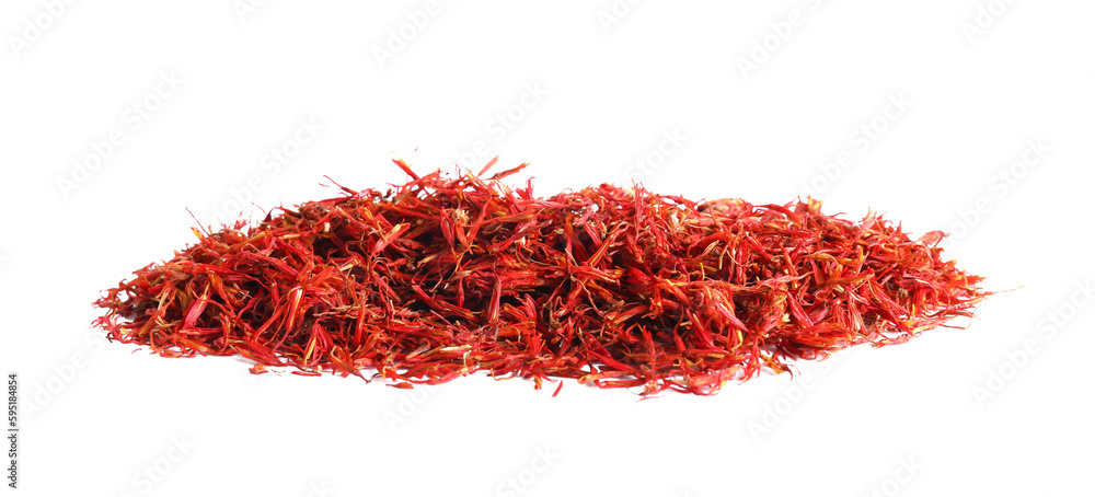 Fototapeta premium Pile of saffron on white background