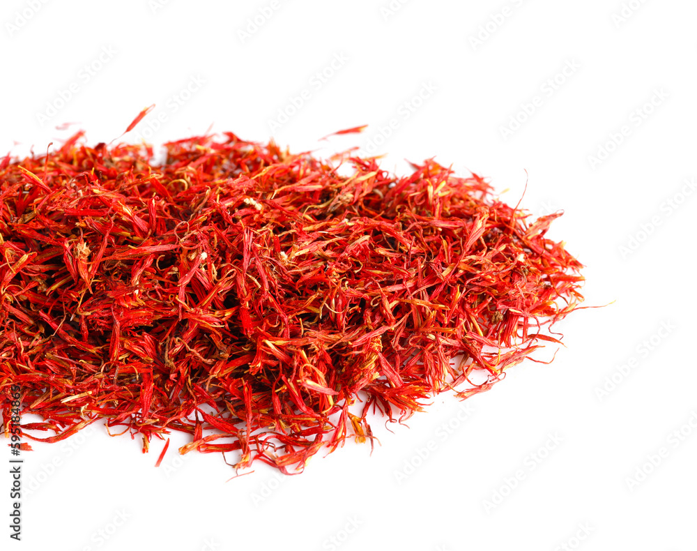 Fototapeta premium Pile of saffron on white background