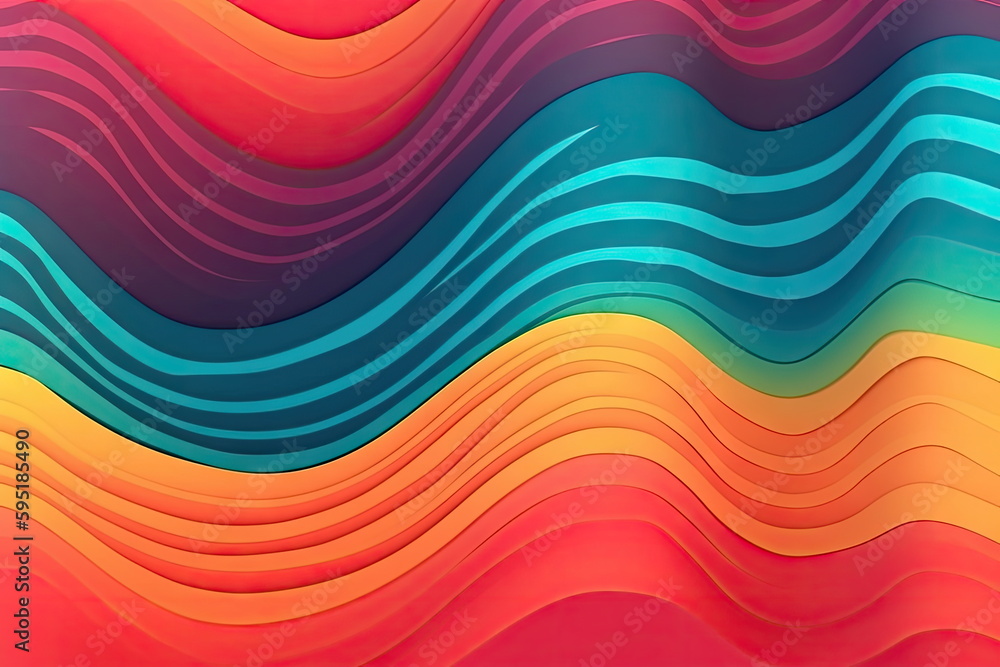 Fototapeta premium Wave colorful striped background, abstract background
