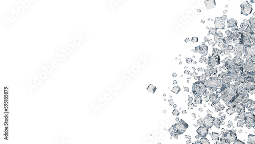 scattered ice render 3D illustration on alpha channel