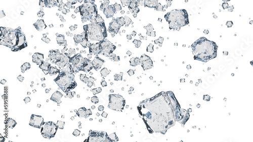 scattered ice render 3D illustration on alpha channel