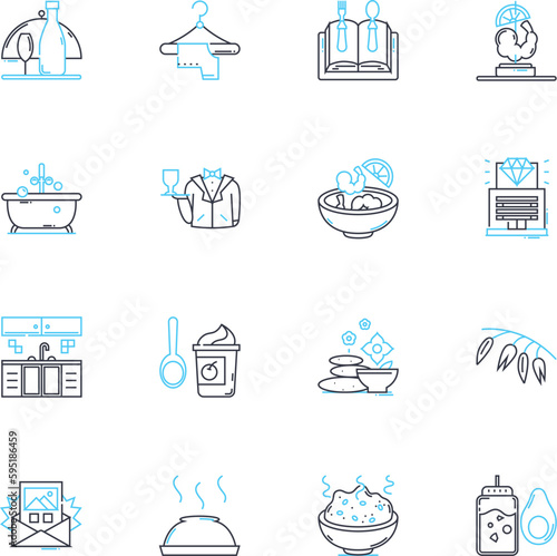 Restaurant cuisine linear icons set. Italian, Chinese, Mexican, French, Indian, Mediterranean, Thai line vector and concept signs. Japanese,Korean,Greek outline illustrations