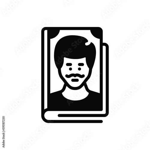 Black solid icon for biography 