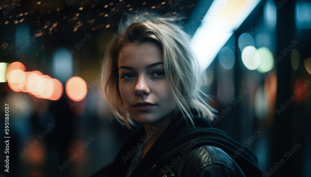 Young woman with elegance and beauty outdoors generated by AI Young woman with elegance and beauty outdoors generated by AI