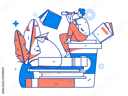 Education learning people flat vector concept hand drawn illustration
