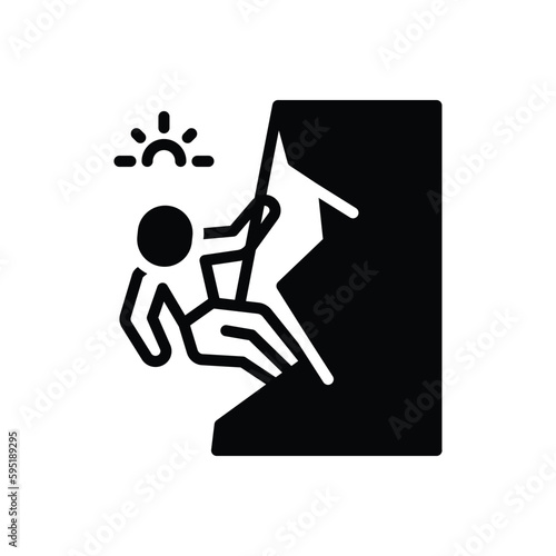 Black solid icon for climbing 