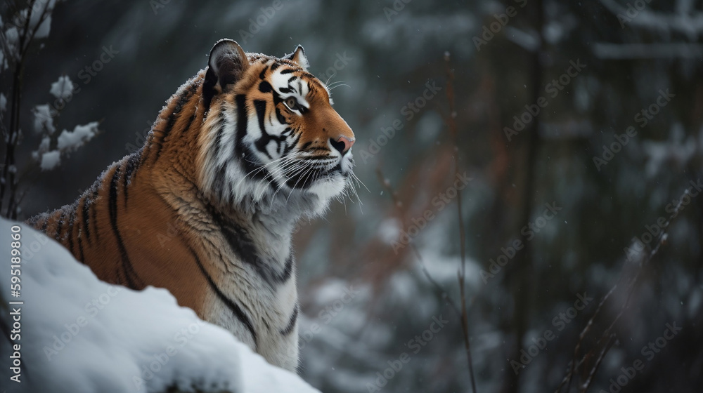 Obraz premium A fierce tiger in the snow