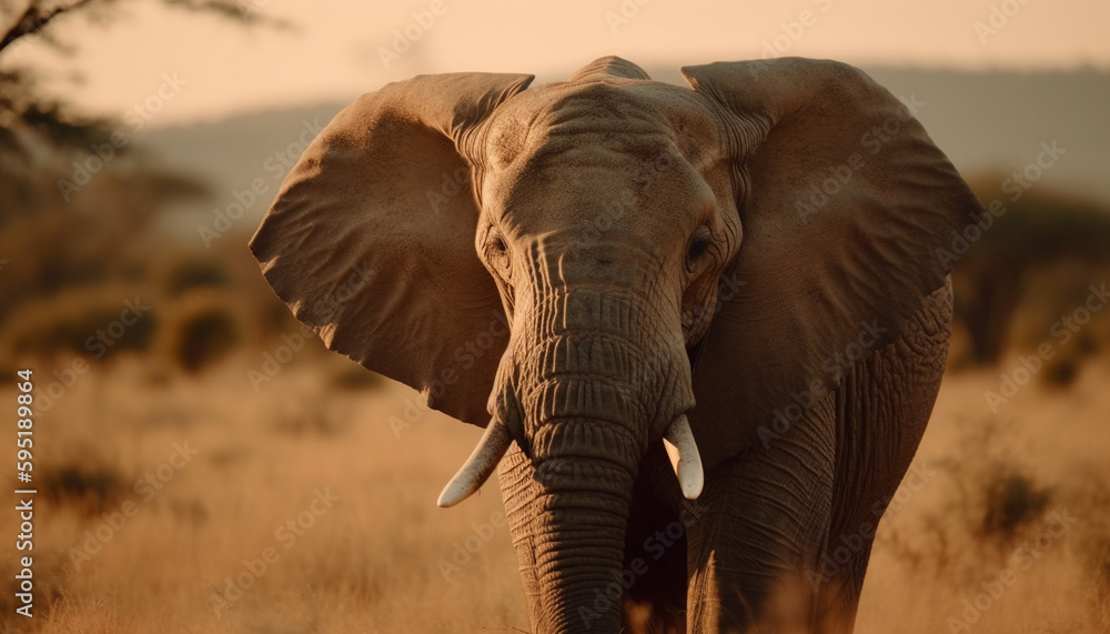 African elephant walking in the arid sun generated by AI