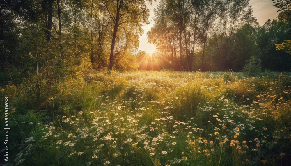 forest landscape sunset scene , nature is beauty generated by AI forest landscape sunset scene , nature is beauty generated by AI