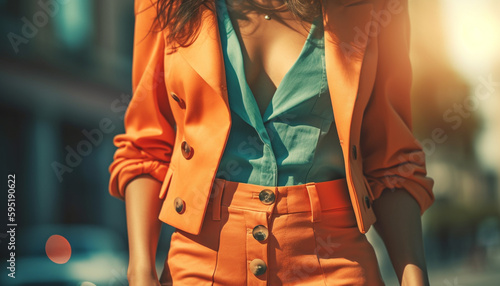 Young woman walking in the city, elegance generated by AI