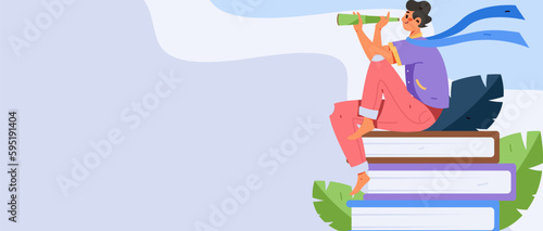 Education learning people flat vector concept hand drawn illustration
