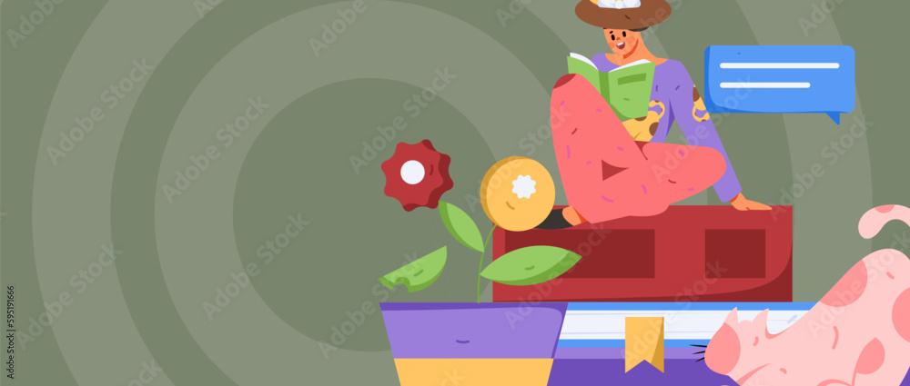 Naklejka premium Education learning people flat vector concept hand drawn illustration 