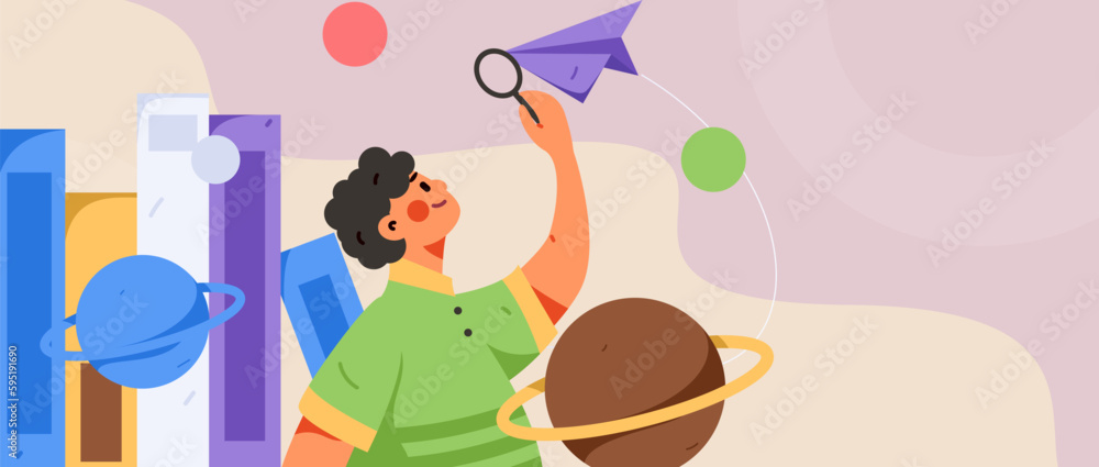 Naklejka premium Education learning people flat vector concept hand drawn illustration 