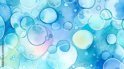 カラフルな泡の水彩画背景　Generative AI © AYANO