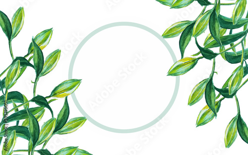 template background of watercolor flowers green lilies for decoration