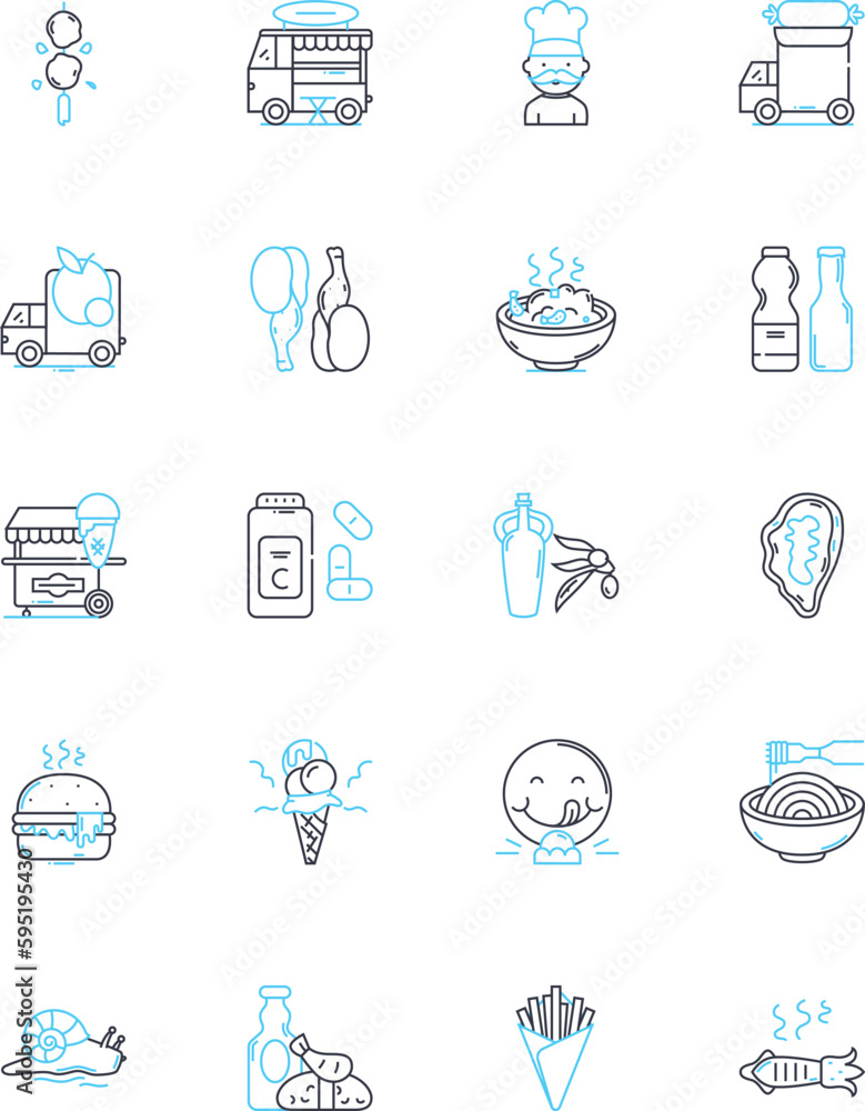 Food bazaar linear icons set. Diversity, Flavors, Exotic, Affordable, Convenience, Variety, Ethnic line vector and concept signs. Scrumptious,Wholesale,Interactive outline illustrations Food bazaar linear icons set. Diversity, Flavors, Exotic, Affordable, Convenience, Variety, Ethnic line vector and concept signs. Scrumptious,Wholesale,Interactive outline illustrations