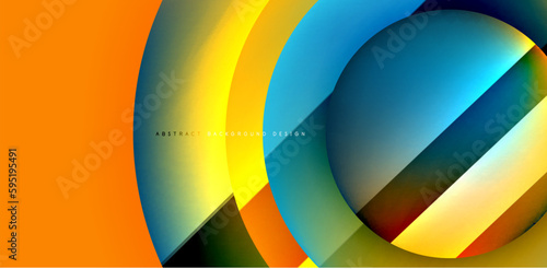 Circles with glossy surface and light and shadow effects abstract background. Template for covers, templates, flyers, placards, brochures, banners © antishock