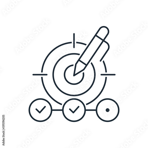 Goal control. Mobile management.Correction, amendment.Vector linear icon isolated on white background.