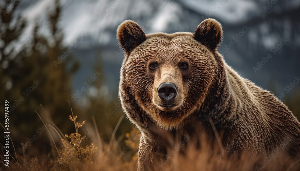 Obraz premium Majestic panda standing in nature tranquility generated by AI