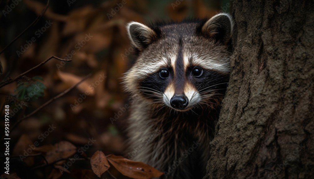 Fototapeta premium Red panda looking cute on tree branch generated by AI