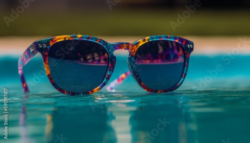 Fashionable eyewear for summer vacations by the pool generated by AI © Stockgiu